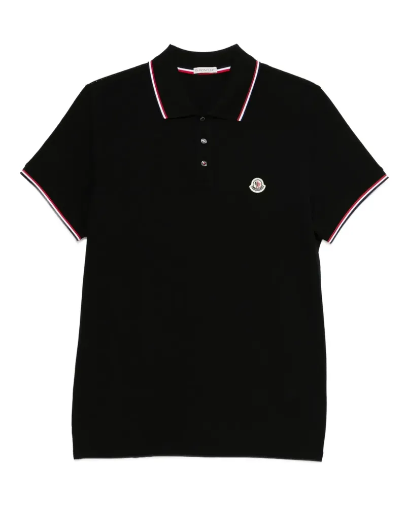 Moncler Poloshirt mit Logo-Patch - Schwarz Schwarz