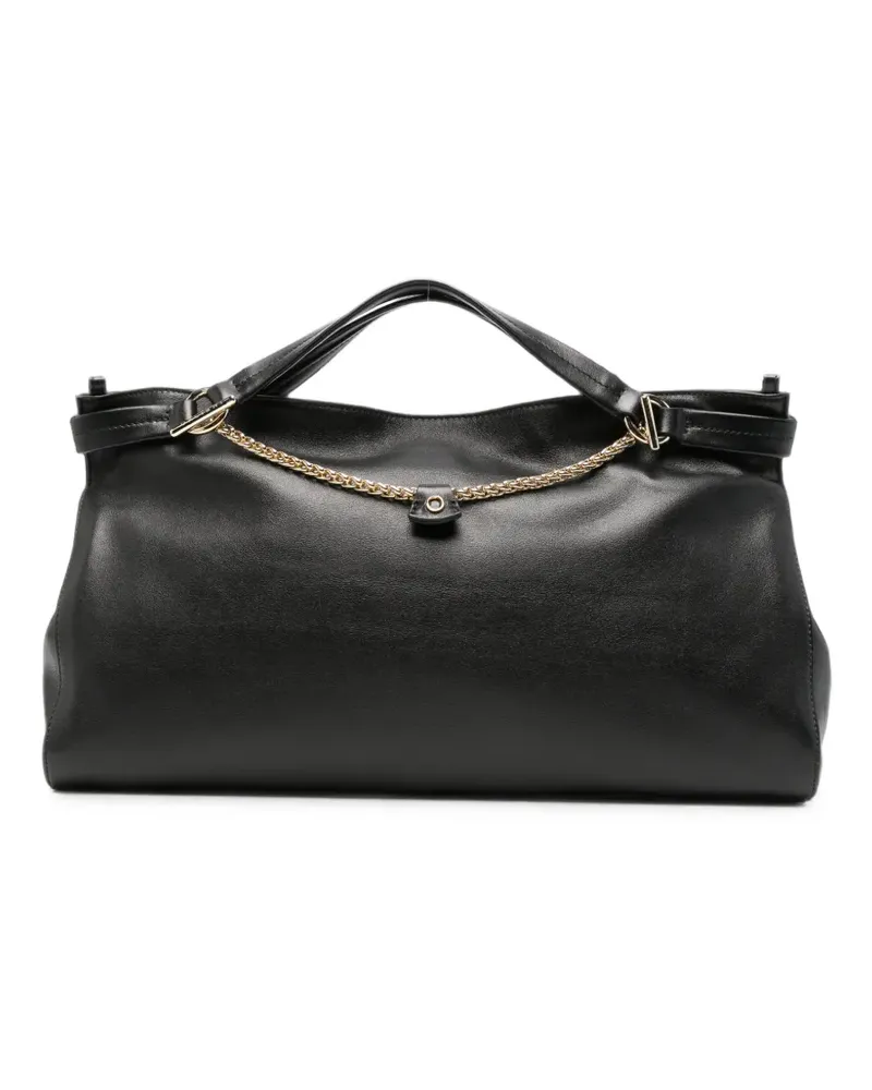 Orciani chain-link leather tote bag - Schwarz Schwarz