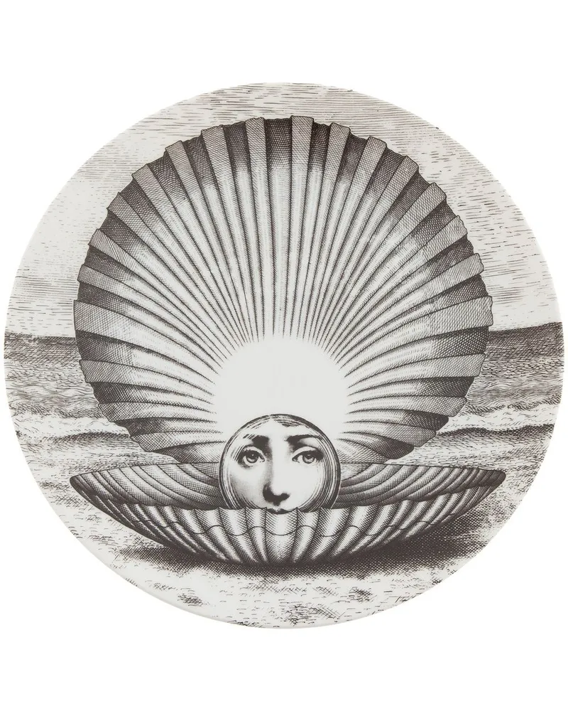 Fornasetti Wandteller mit Muschel-Print - Grau Grau