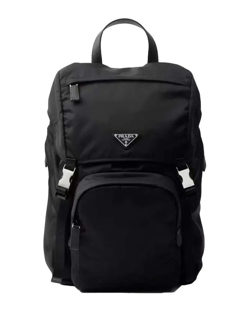 Prada Re-Nylon Rucksack mit Schnalle - Schwarz Schwarz