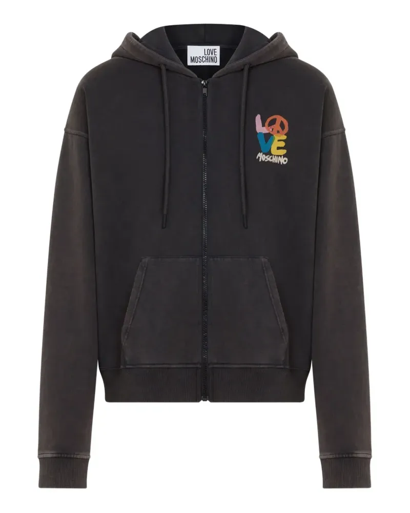 Moschino Kapuzenjacke mit Logo-Print - Schwarz Schwarz
