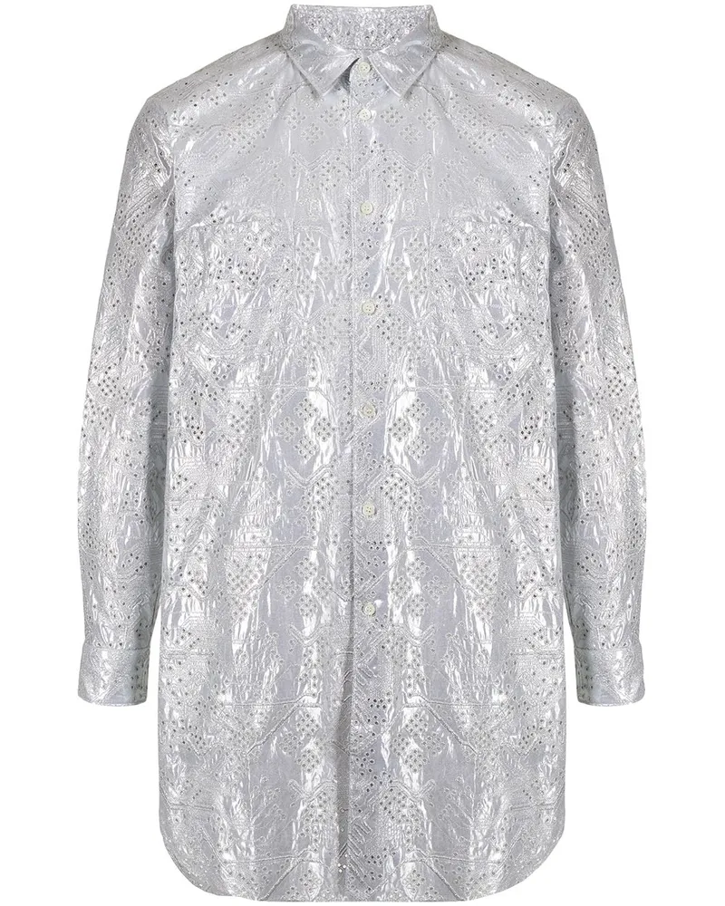 Comme des Garçons Langes Hemd mit Lochmusterdetail - Silber Silber