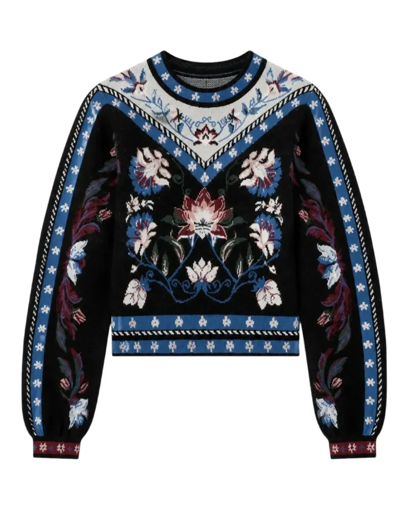 FARM Rio Pullover mit Blumen-Intarsie - Schwarz Schwarz