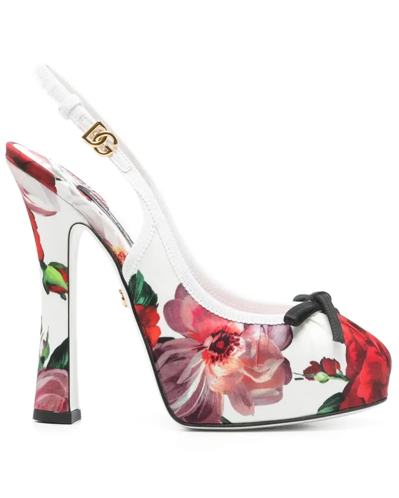 Dolce & Gabbana Slingback-Pumps aus Satin - Weiß Weiß