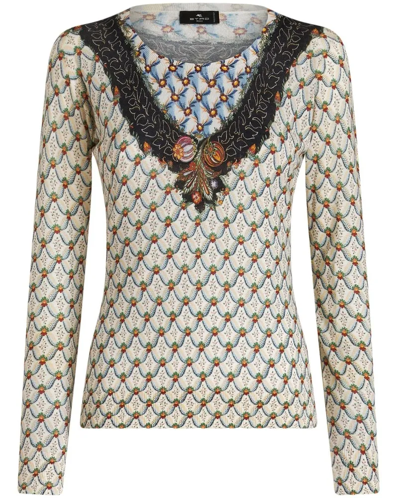 Etro Strickoberteil mit Blumen-Print - Nude Nude