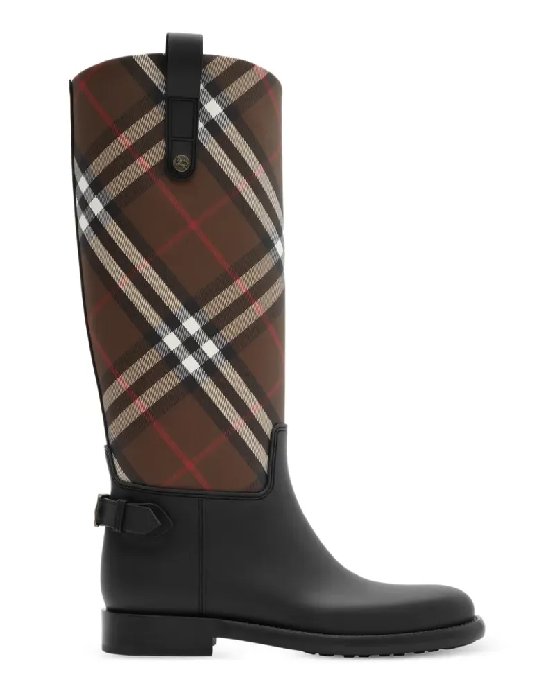 Burberry Karierte Cavalier Stiefel - Braun Braun