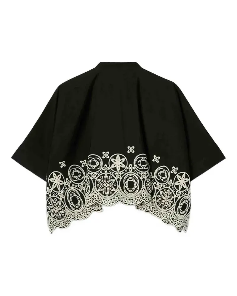 La DoubleJ Cropped-Hemd mit Mini Foulard Sangallo-Stickerei - Schwarz Schwarz