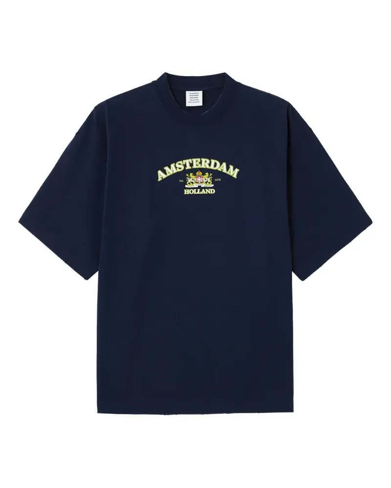 VETEMENTS Oversized-T-Shirt mit grafischem Print - Blau Blau