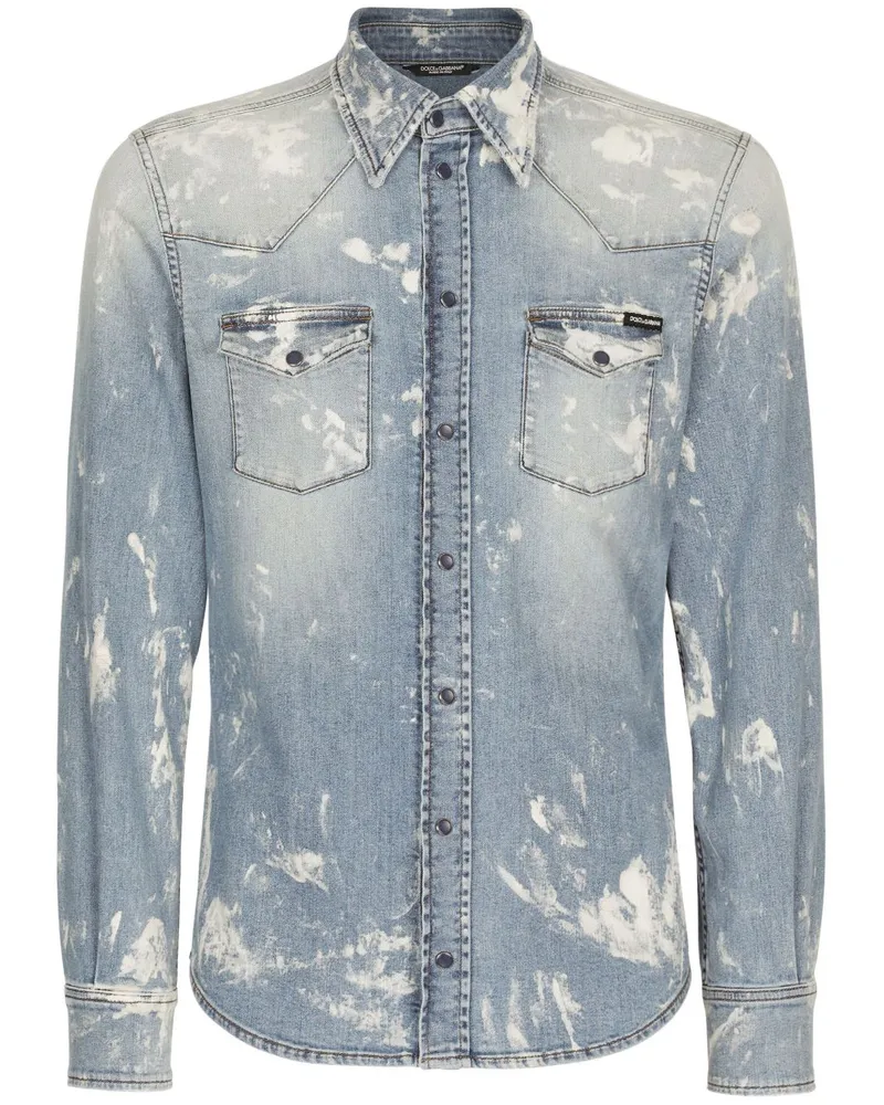 Dolce & Gabbana Jeanshemd mit Bleach-Effekt - Blau Blau