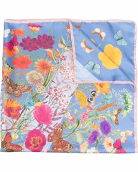 Aspinal of London Seidenschal mit botanischem Print Blau