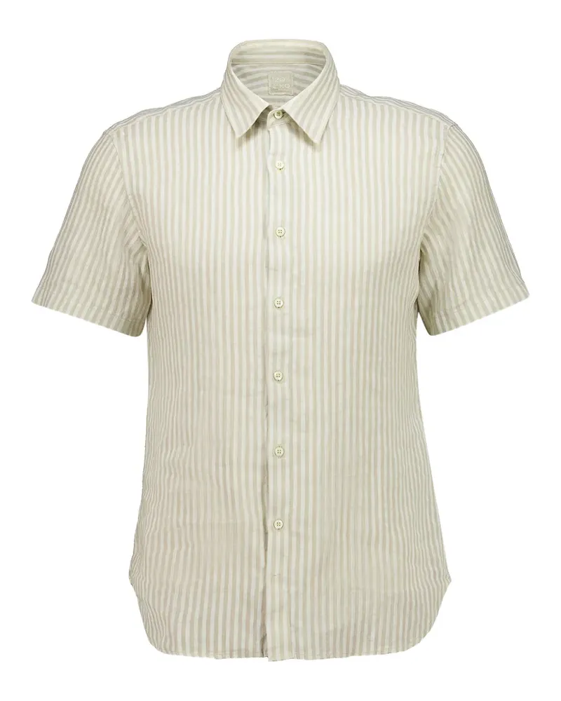 120% Lino Gestreiftes Hemd mit kurzen Ärmeln - Nude Nude