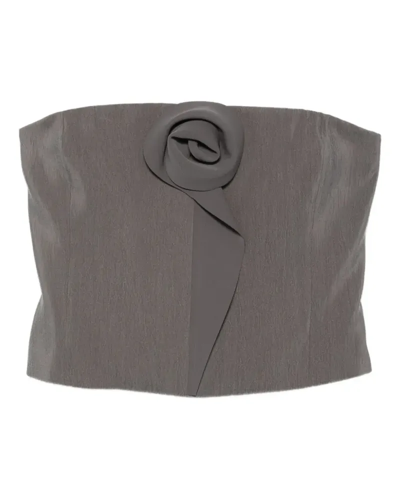 Giorgio Armani floral-appliqué strapless top - Grau Grau
