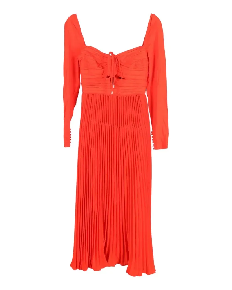 Self-Portrait cutout pleated halterneck midi dress - Rot Rot