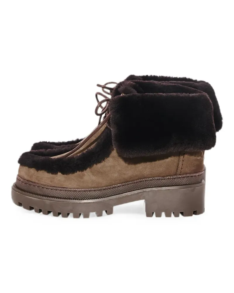 Yves Salomon Wildlederstiefel mit Shearlingbesatz - Braun Braun