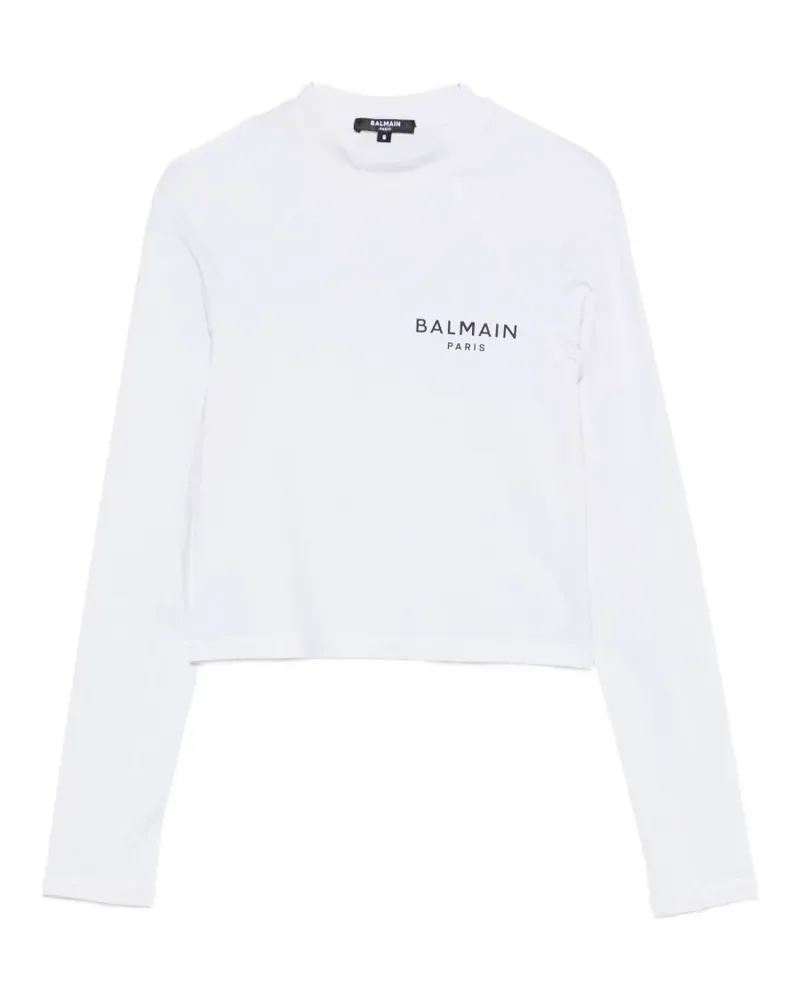 Balmain logo-print cropped T-shirt - Grün Grün