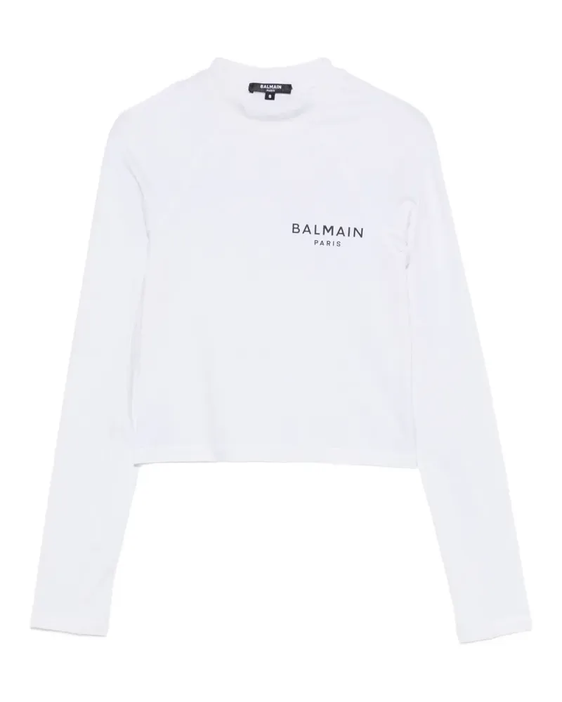 Balmain Cropped-T-Shirt mit Logo-Print - Grün Grün