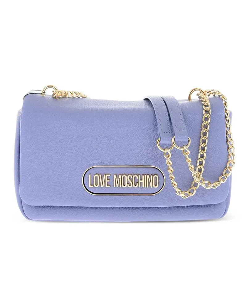 Moschino Schultertasche mit Logo-Schild - Violett Violett