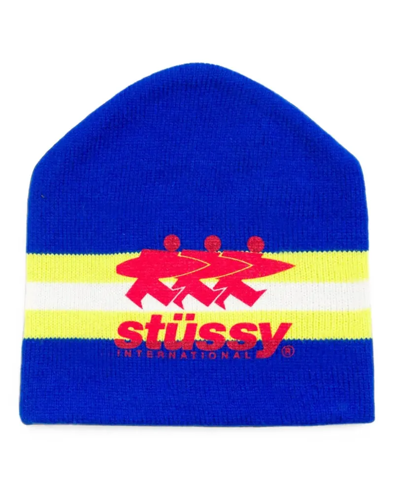 Stüssy striped ski beanie hat - Blau Blau