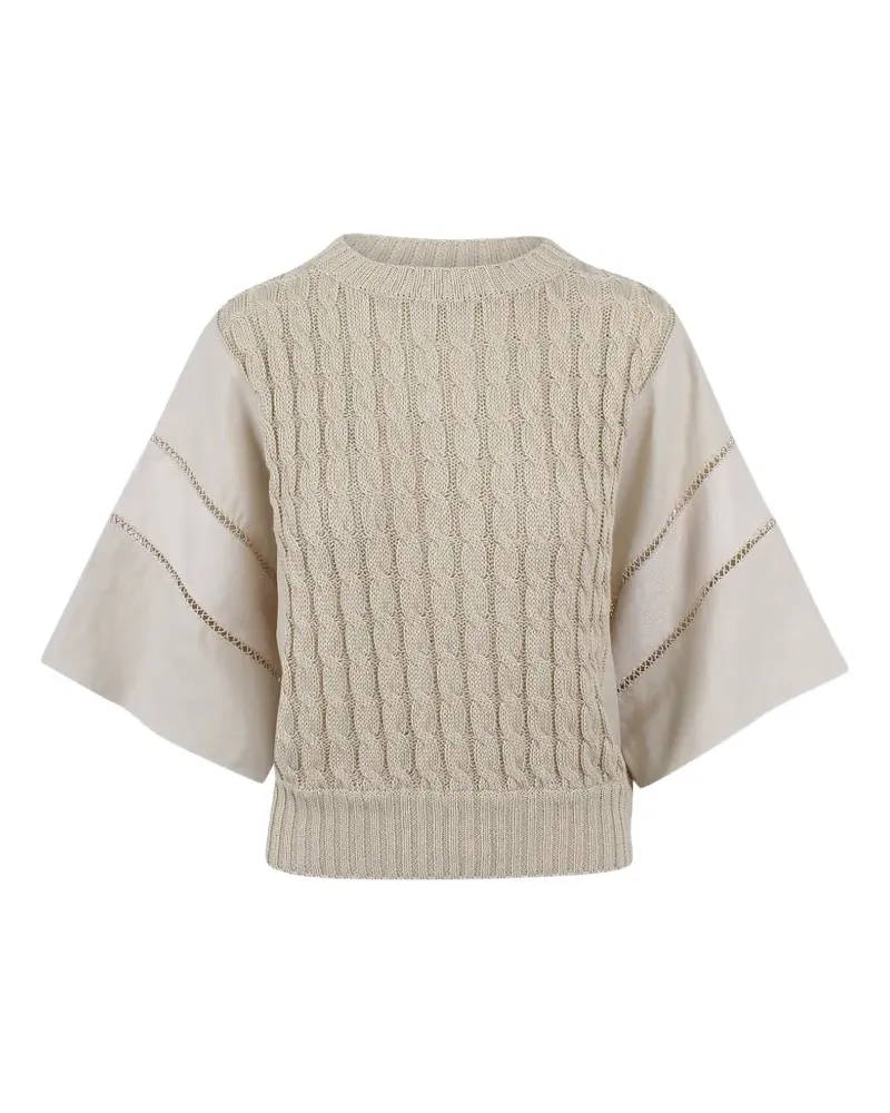 Max Mara cable-knit panelled sweater - Nude Nude