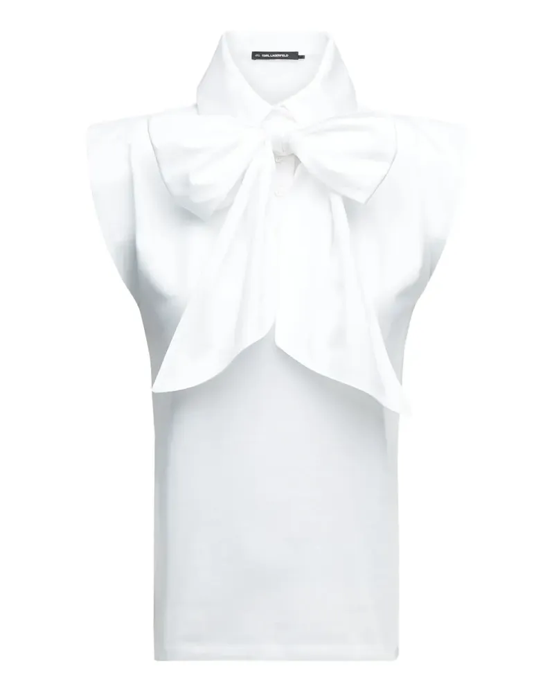 Karl Lagerfeld bow-detail padded-shoulder top - Weiß Weiß