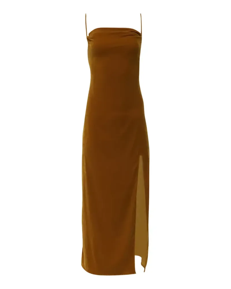 STAUD Bellamy Midikleid - Braun Braun