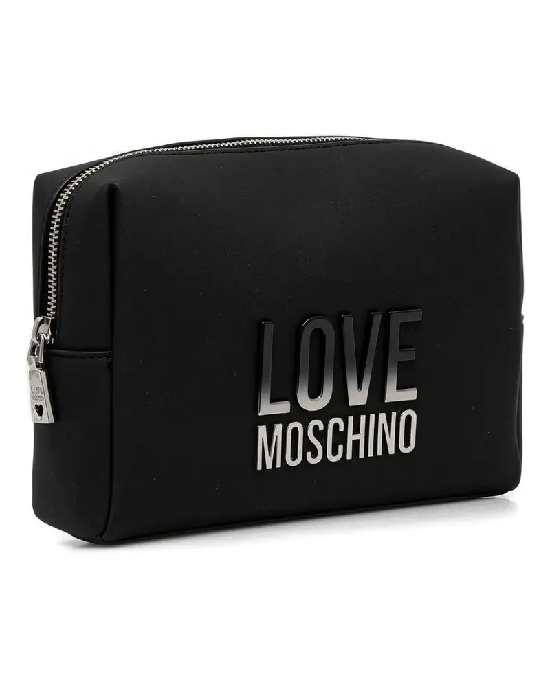 Moschino Kosmetiktasche mit Logo-Schild - Schwarz Schwarz