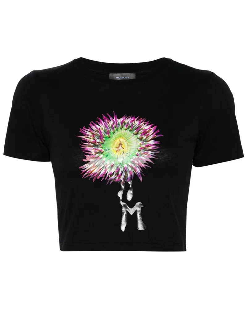 Thierry Mugler Anemone Cropped-T-Shirt - Schwarz Schwarz