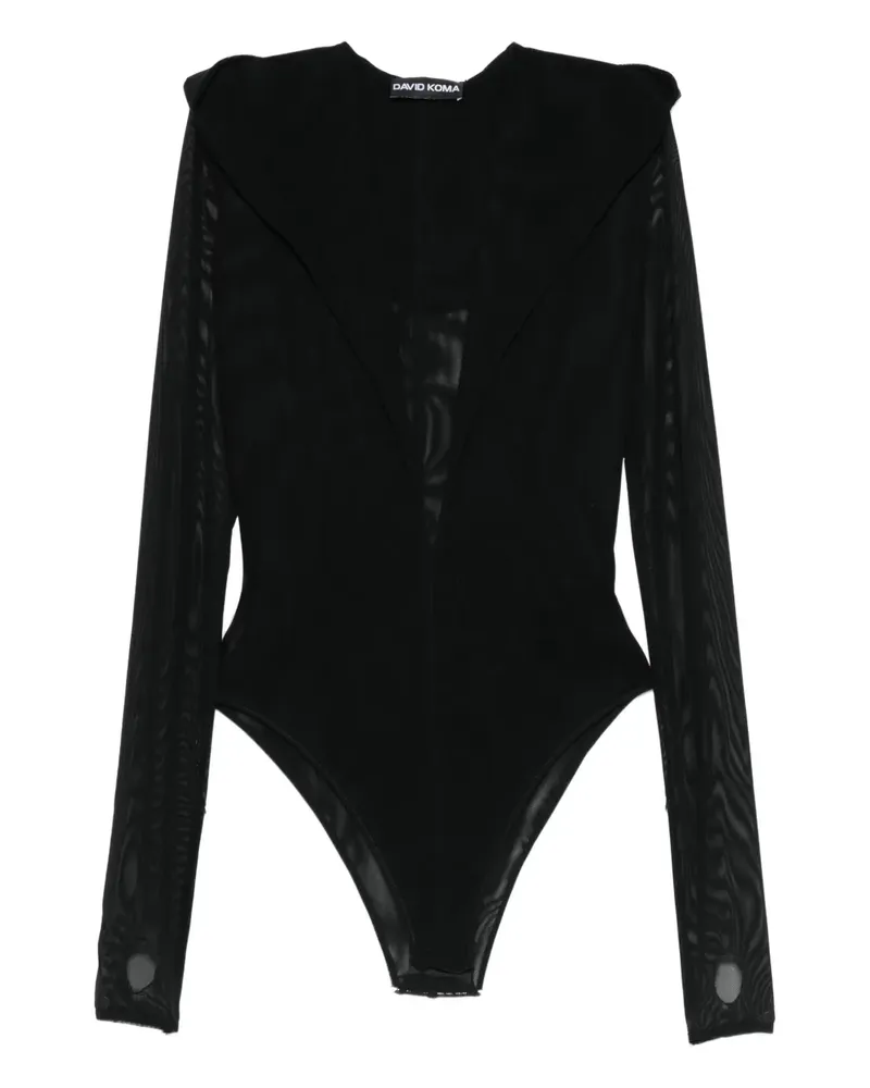 David Koma Langärmeliger Body - Schwarz Schwarz