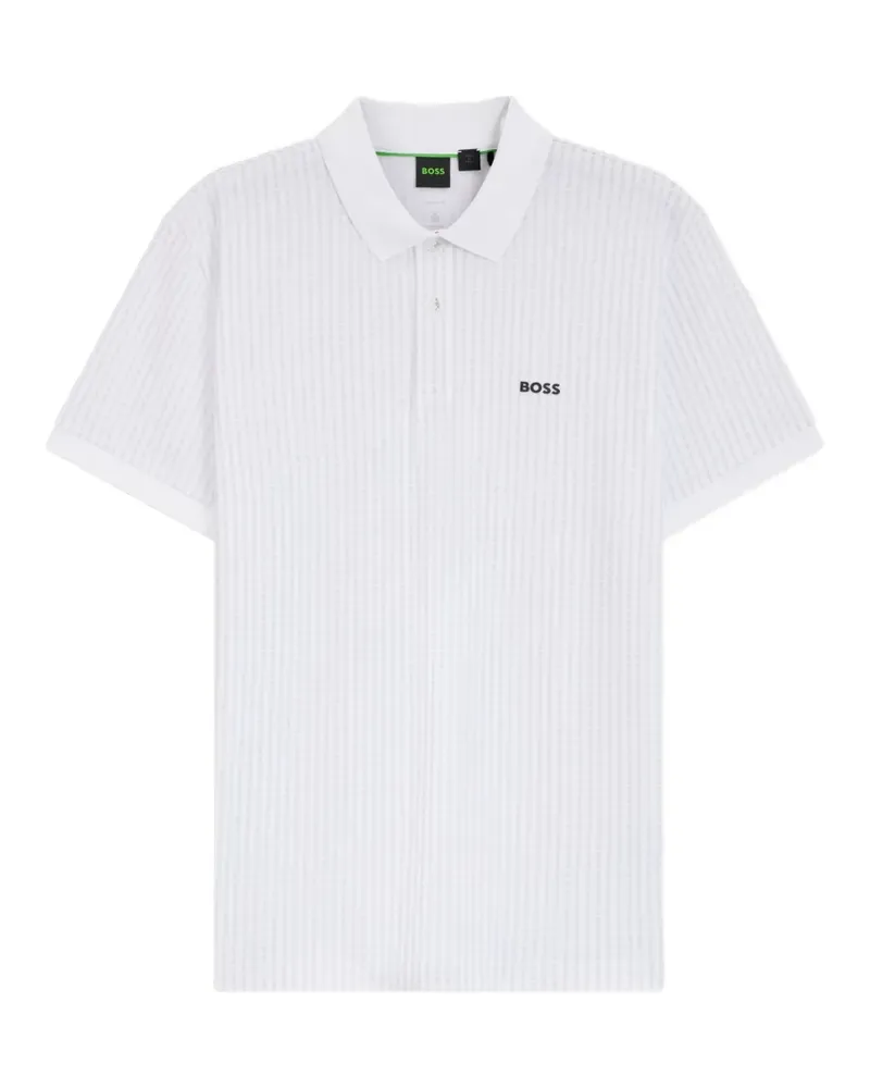 HUGO BOSS check-pattern logo-patch polo shirt - Weiß Weiß