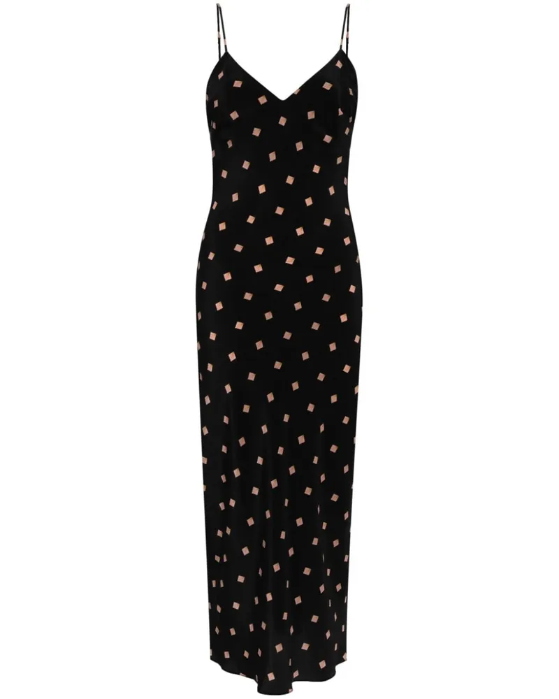Gilda & Pearl Midikleid mit Muschel-Print - Schwarz Schwarz
