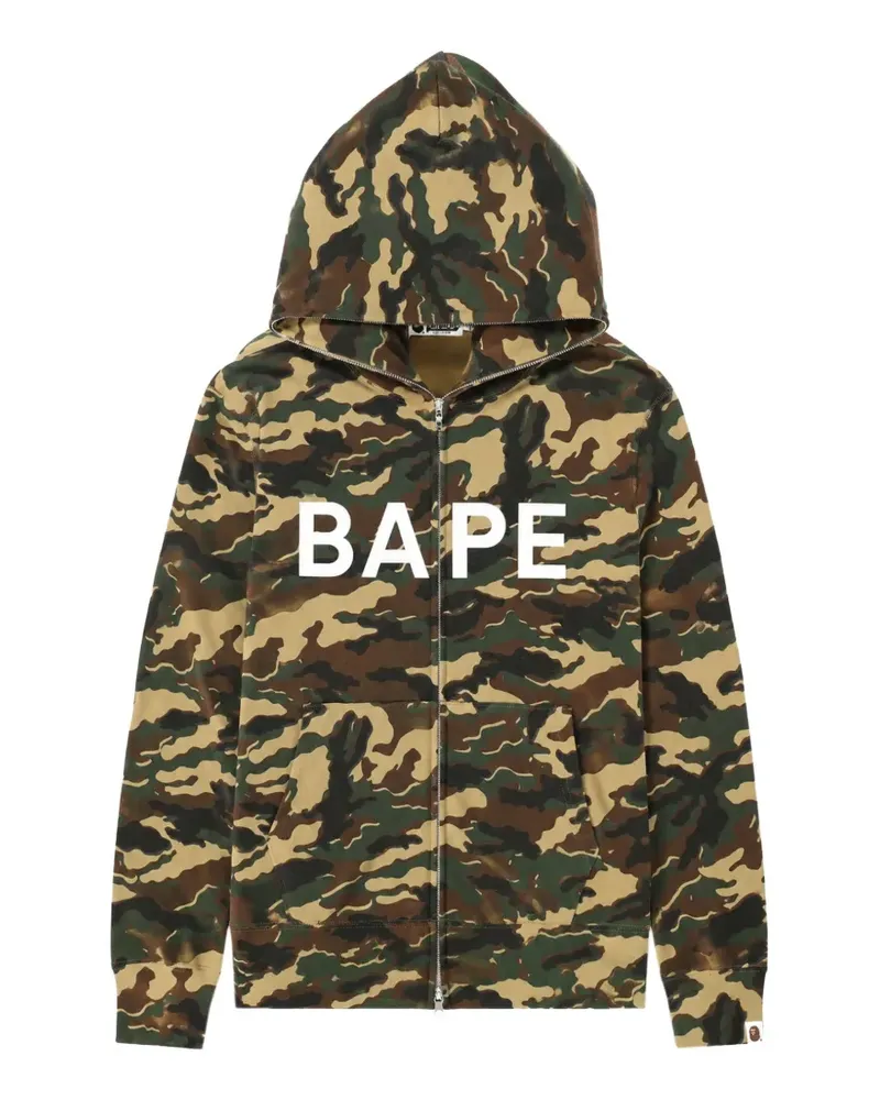 BAPE Glitch camouflage-print logo-print hoodie - Nude Nude