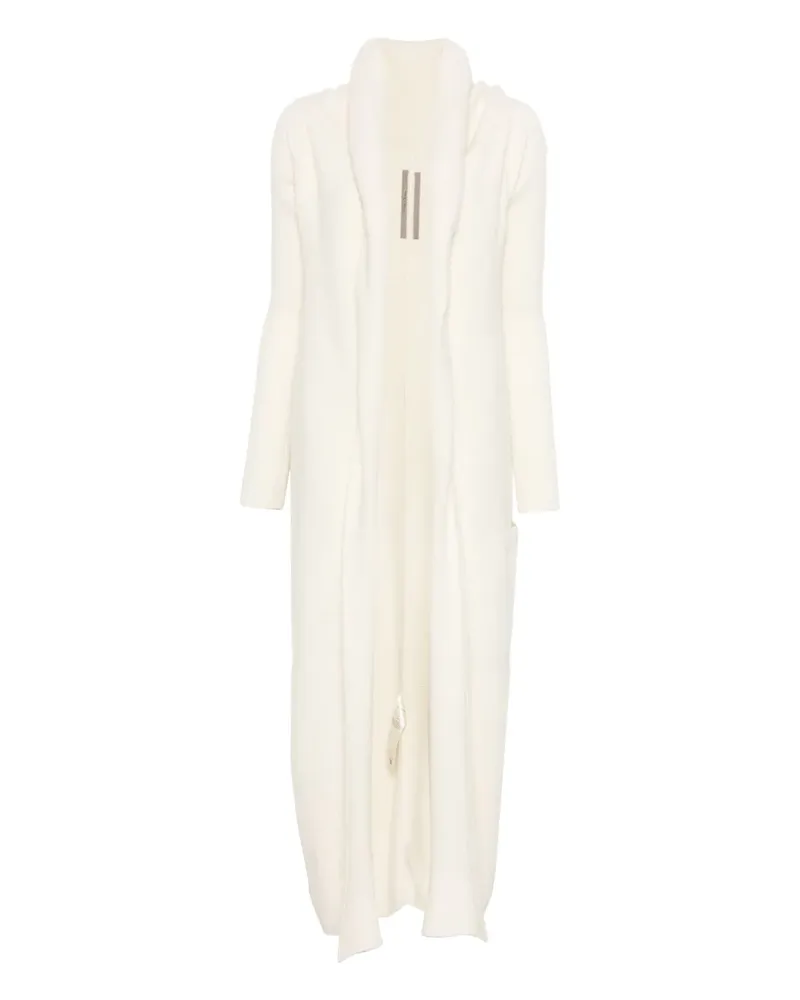 Rick Owens Gerippter Strickmantel - Weiß Weiß