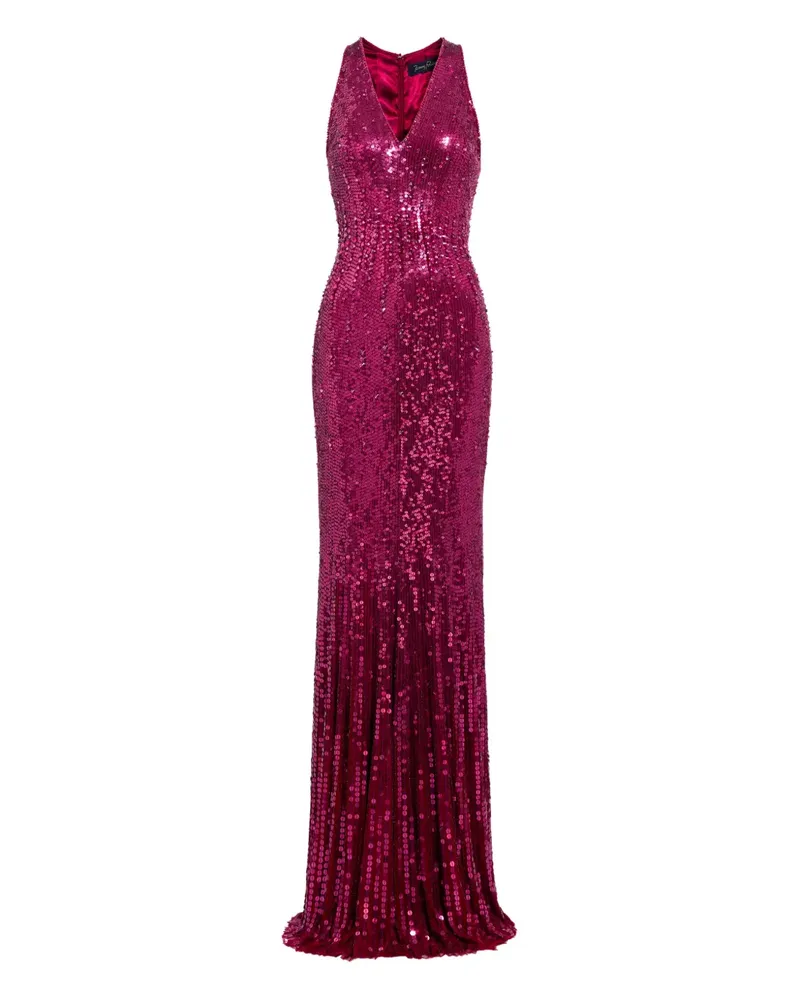 Jenny Packham Maxikleid mit Pailletten - Rosa Rosa