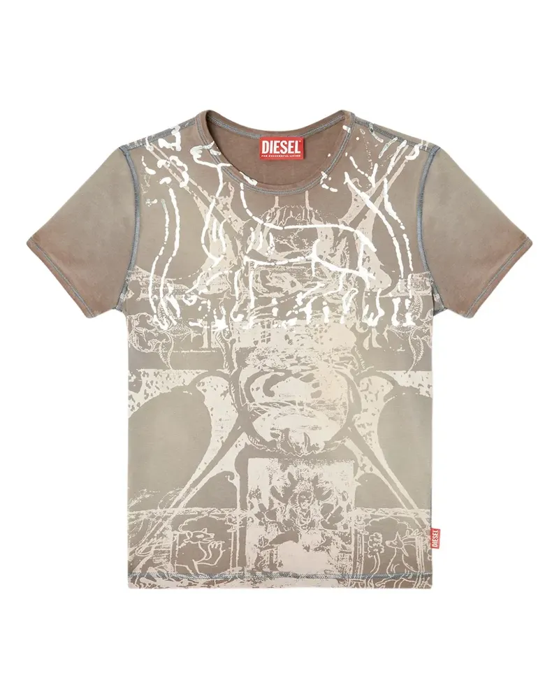 Diesel T-Uncuties-Long-R6 T-Shirt - Nude Nude