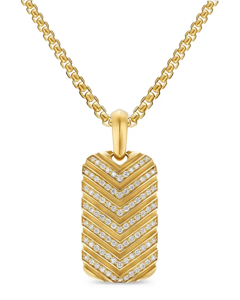David Yurman 18kt Gelbgoldanhänger mit Chevron-Detail und Diamanten Gold