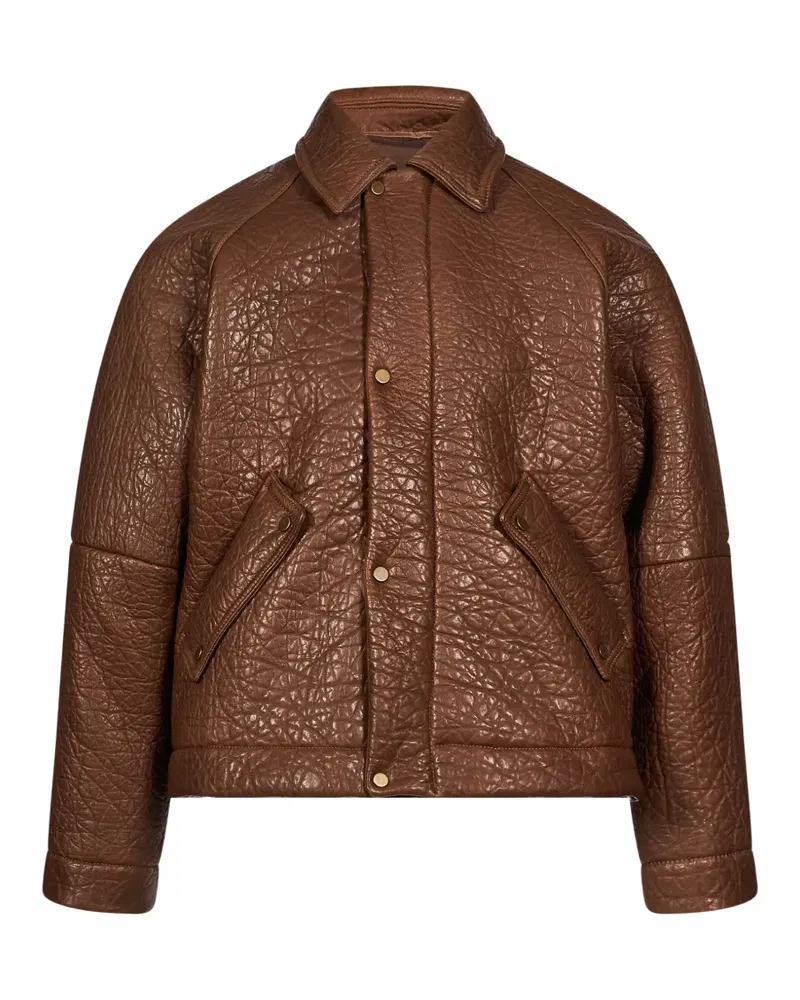Salvatore Santoro Lederjacke in Knitteroptik - Braun Braun