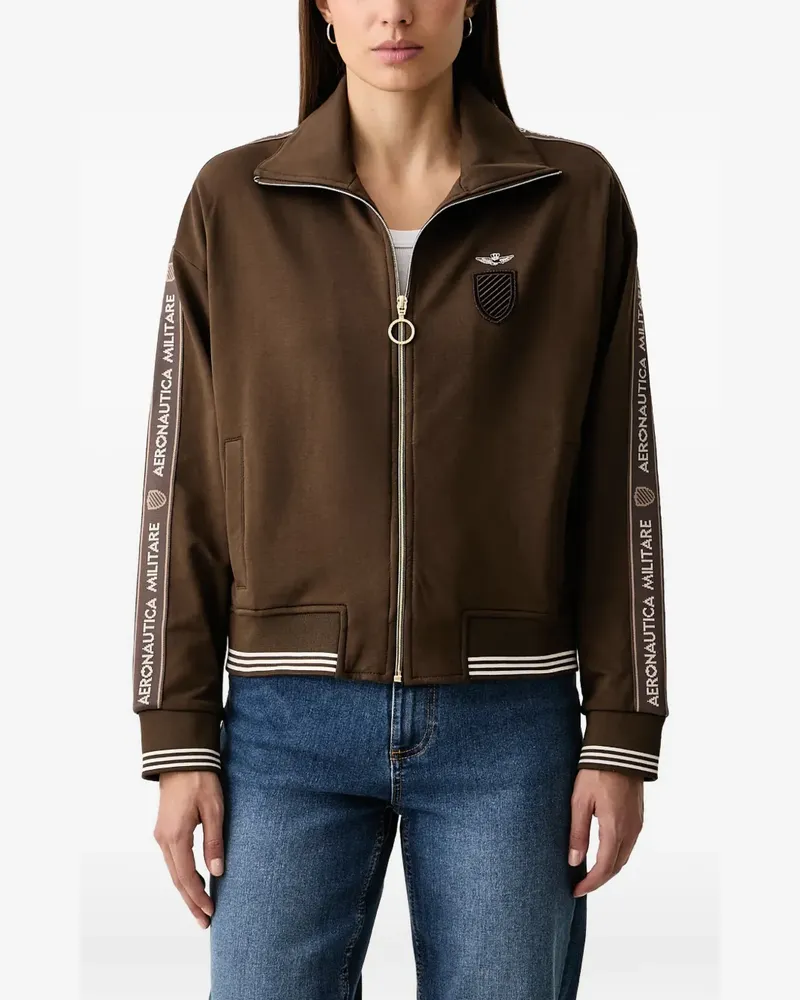 Aeronautica Militare logo-tape zip-up sweatshirt - Braun Braun