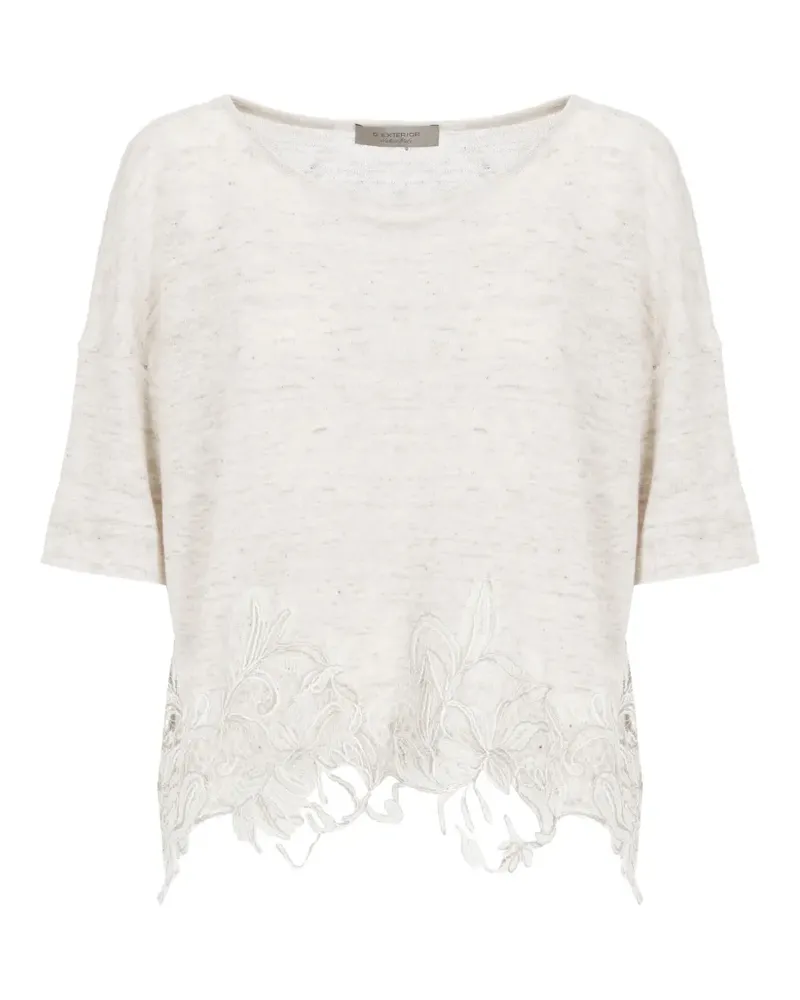 D.EXTERIOR lace-trim short-sleeve poncho - Rosa Rosa