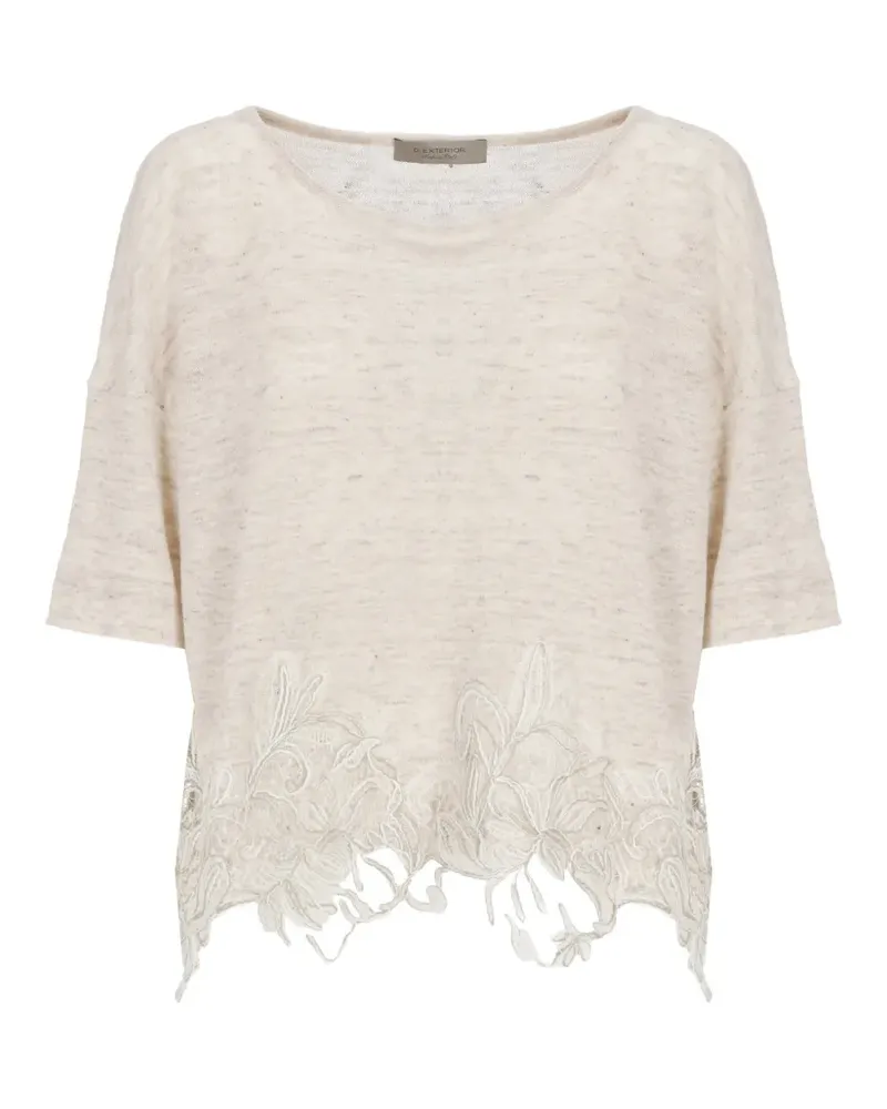 D.EXTERIOR lace-trim short-sleeve poncho - Rosa Rosa