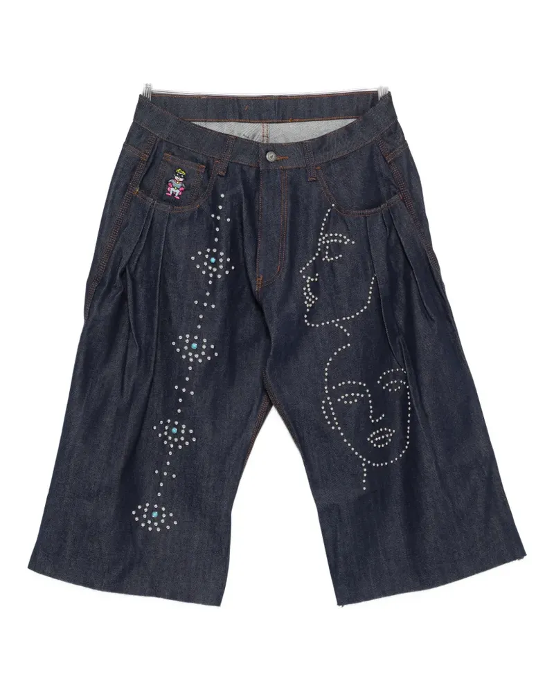 KidSuper stud-embellishment denim shorts - Blau Blau