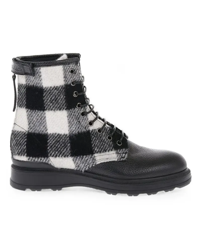 Woolrich check wool-panelled leather ankle boots - Schwarz Schwarz