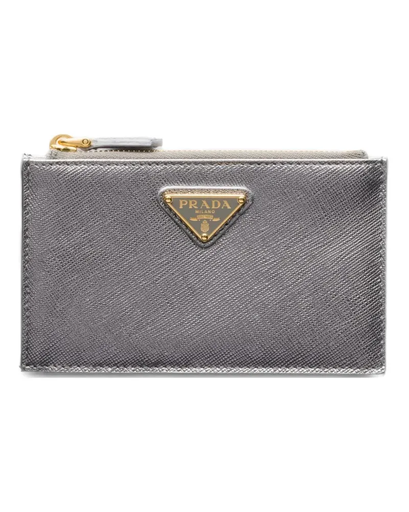 Prada Reißverschluss-Kartenetui mit Triangel-Logo - Grau Grau