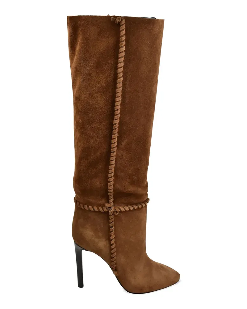 Saint Laurent Mica Stiefel mit geflochtener Naht - Braun Braun