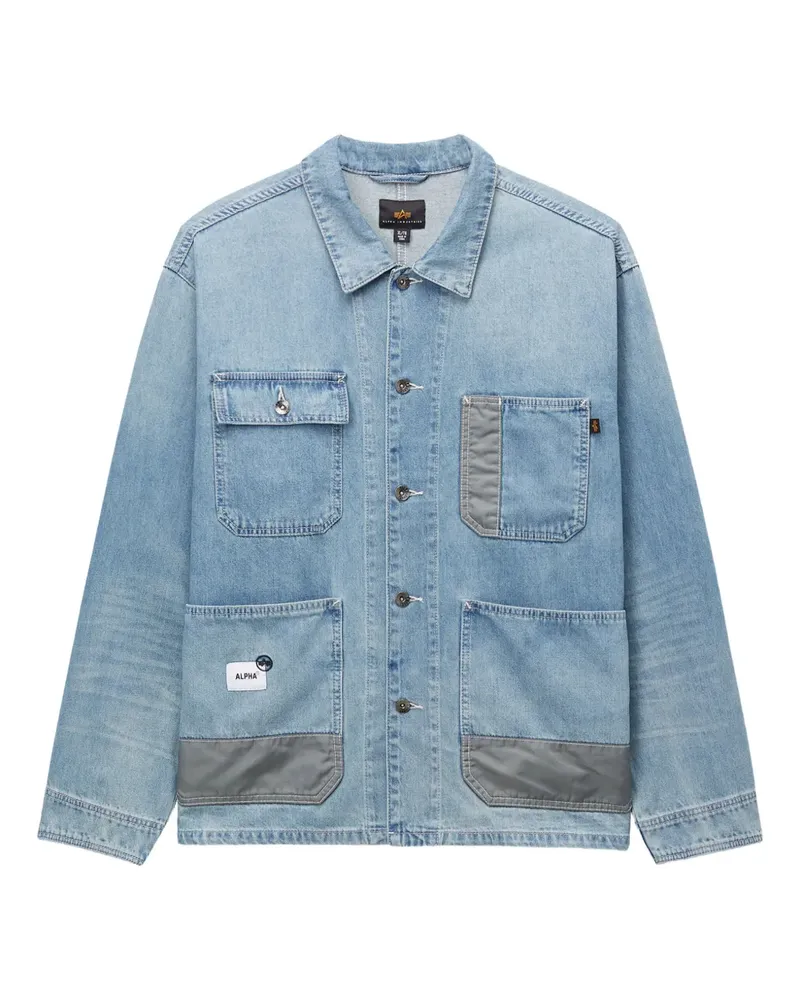 Alpha Industries Jeansjacke mit aufgesetzter Tasche - Blau Blau