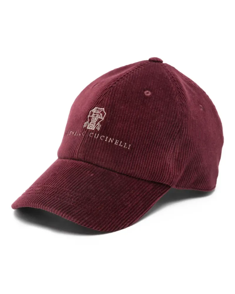 Brunello Cucinelli logo-embroidered corduroy cap - Rot Rot