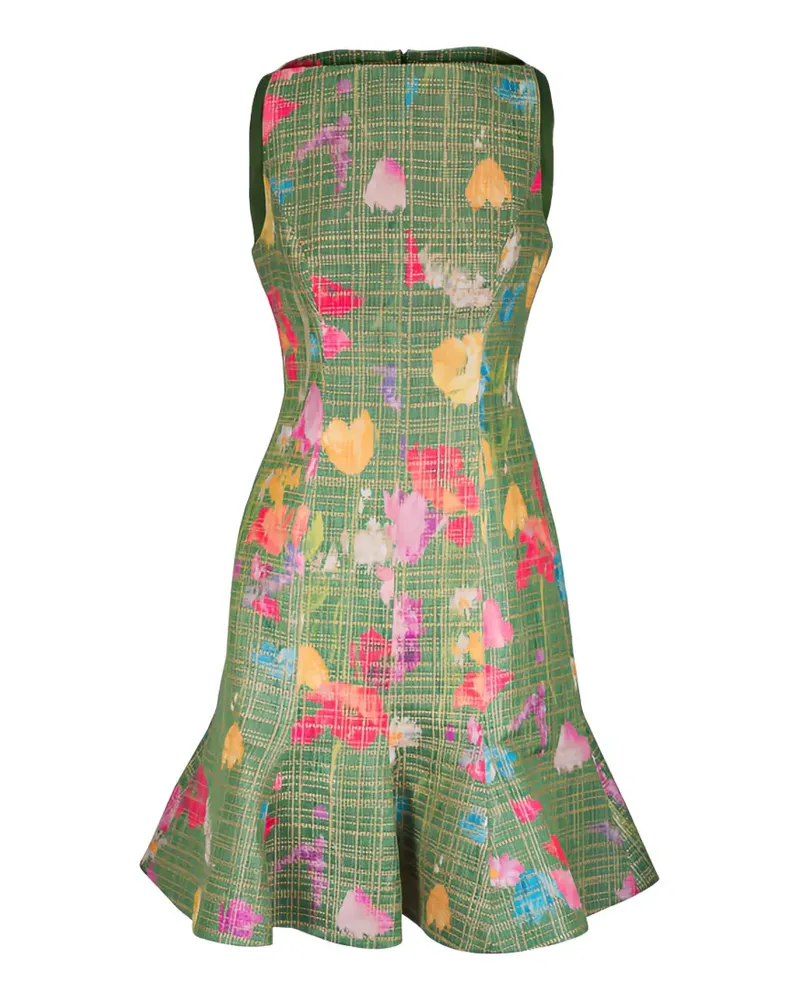 Lela Rose floral-print ruffled mini dress - Grün Grün