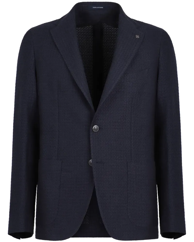 Tagliatore Einreihiges Sakko mit steigendem Revers - Blau Blau