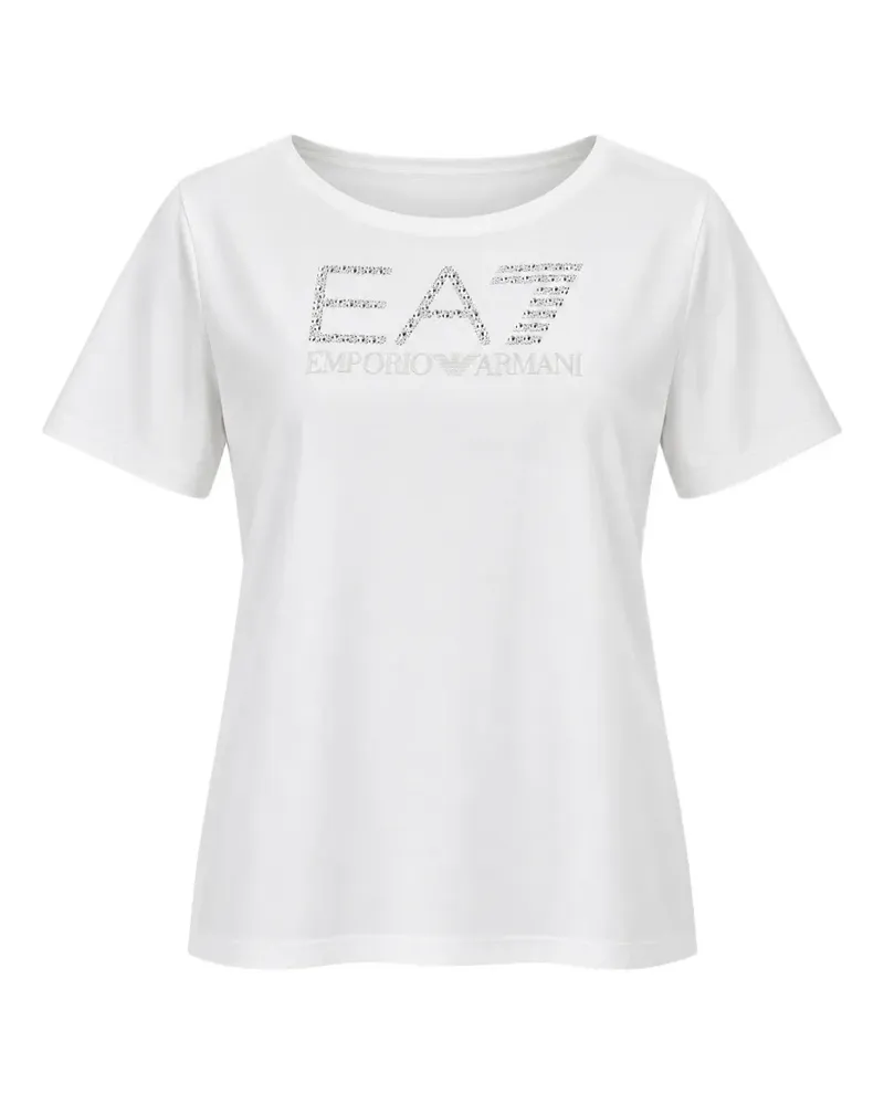EA7 T-Shirt mit Strass-Logo - Weiß Weiß