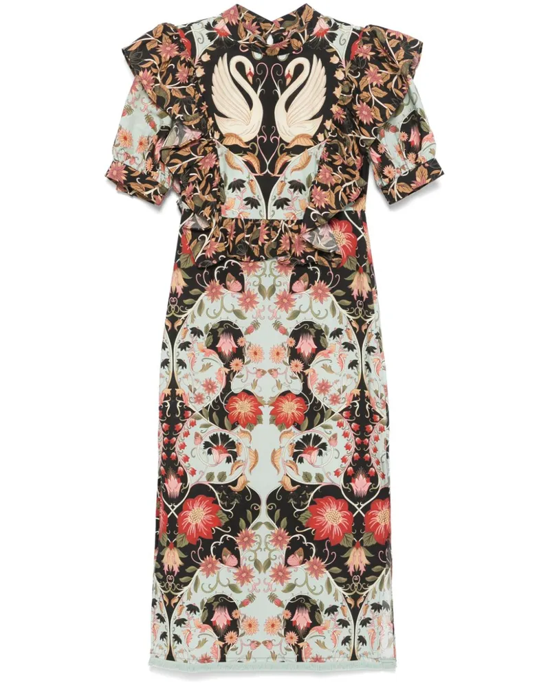 FARM Rio Flowing Beauty Midikleid - Blau Blau