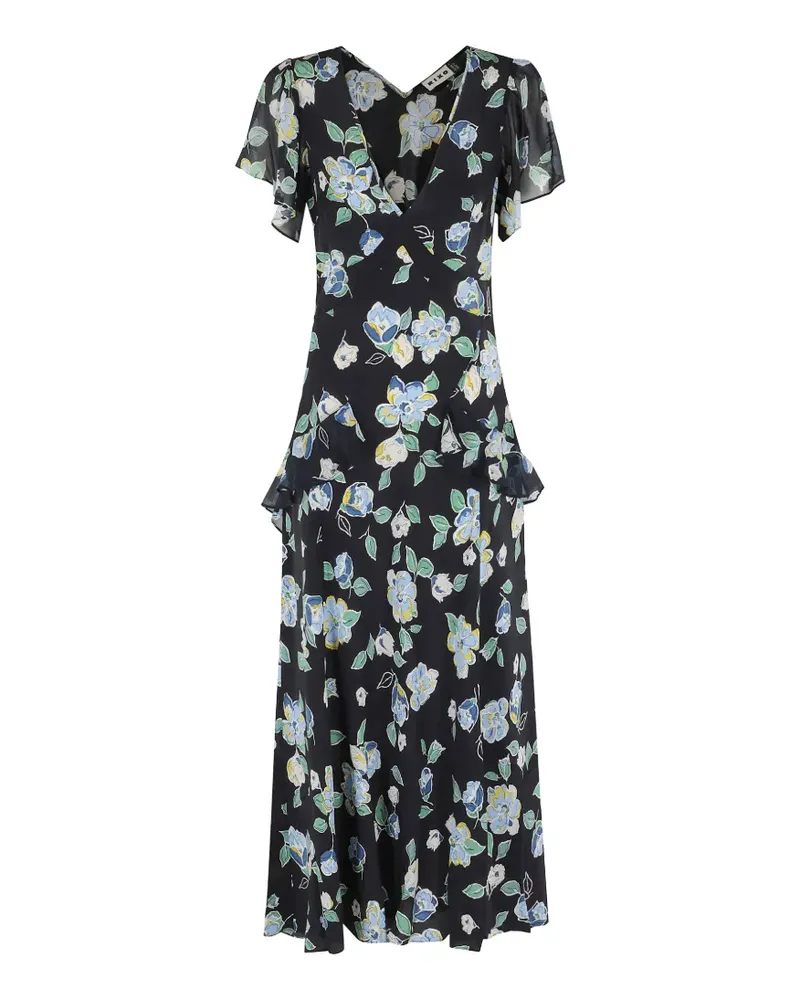 RIXO Evie floral ruffled midi dress - Blau Blau